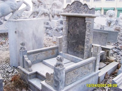 传统山西黑石雕墓碑